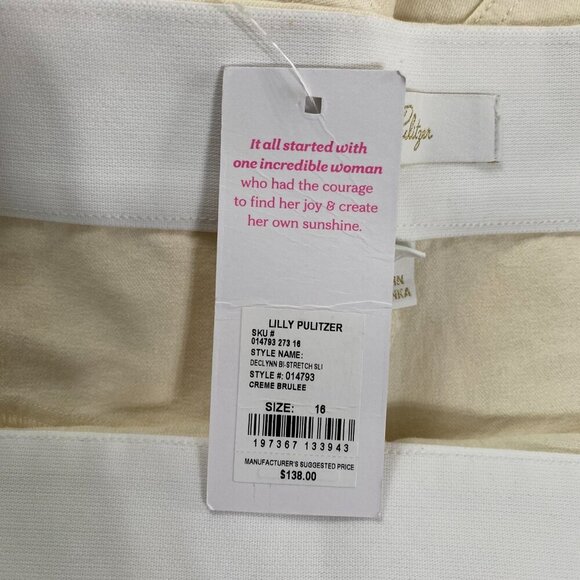 NWT - Lilly Pulitzer Declynn Creme Brulee Stretch Pants #014793, Size 16, #347 - Picture 9 of 12